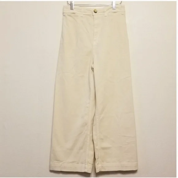 Free People Cream Wide-Leg Cropped Jeans - Picture 6 of 13